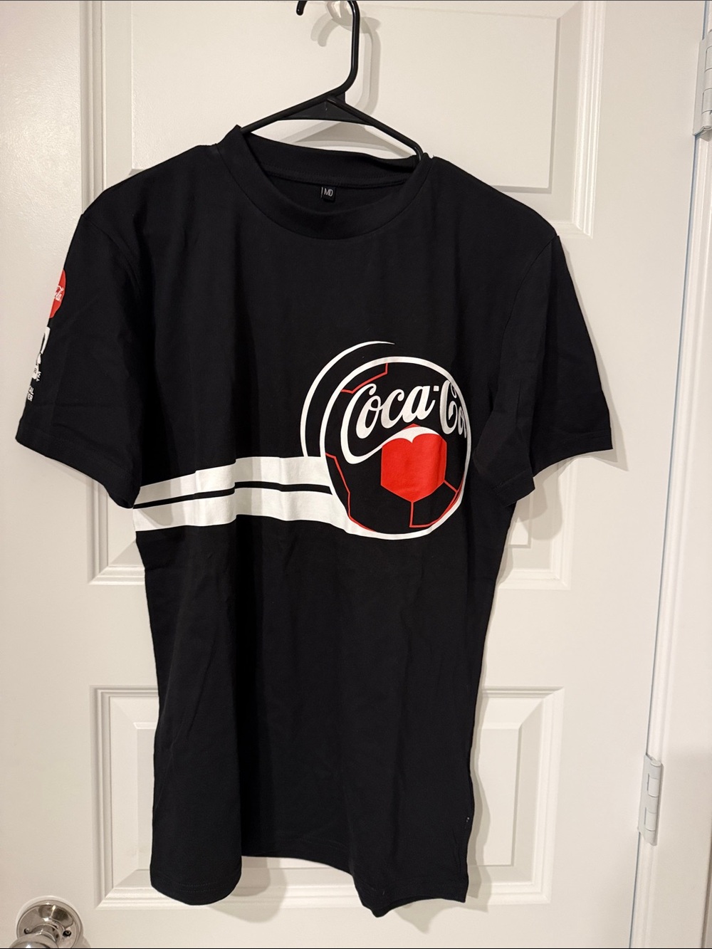 Coca Cola Black Graphic Tee Tshirt unisex M Medium FIFA SOCCER WORLD CUP COKE